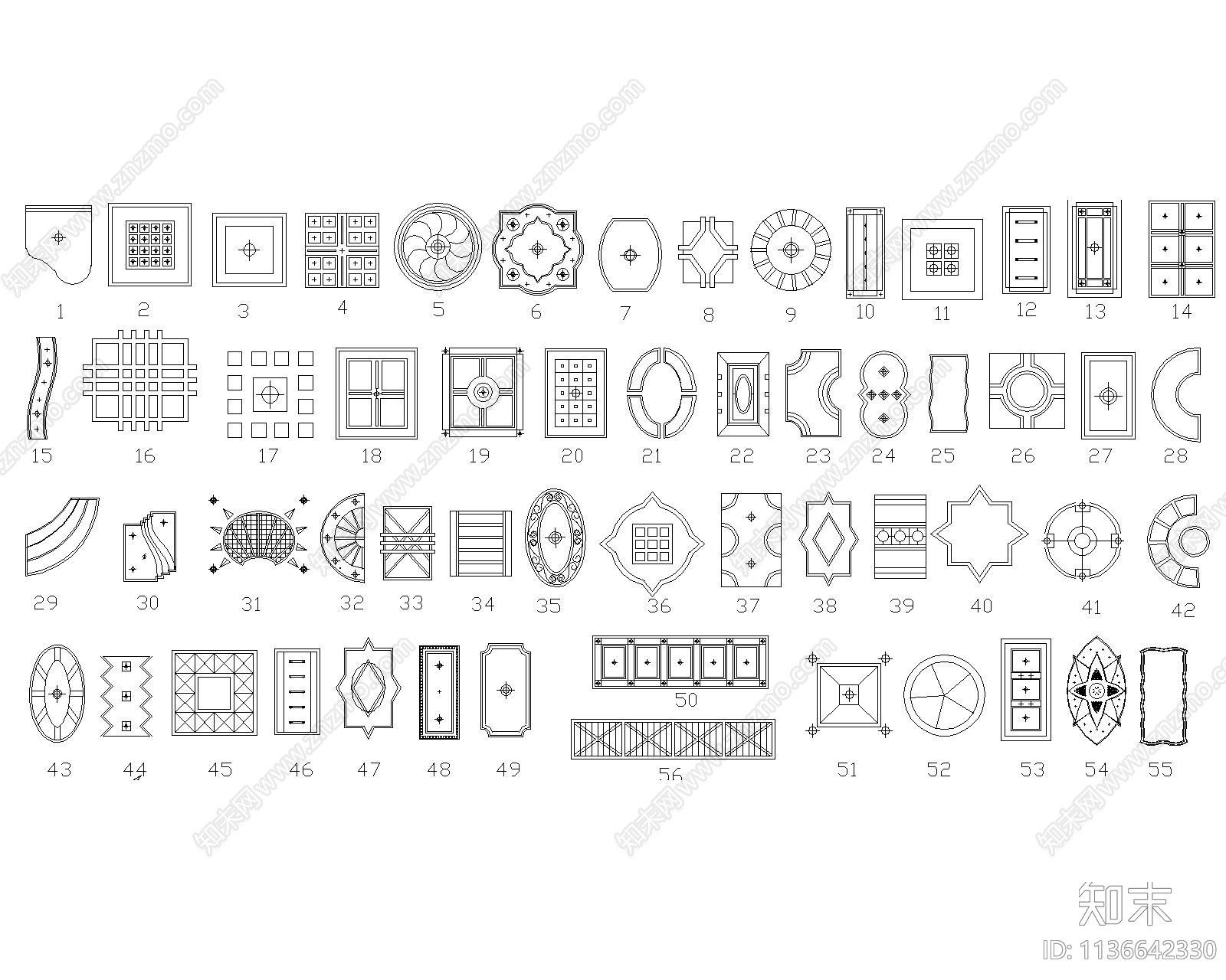 170款天花吊顶装饰施工图下载【ID:1136642330】