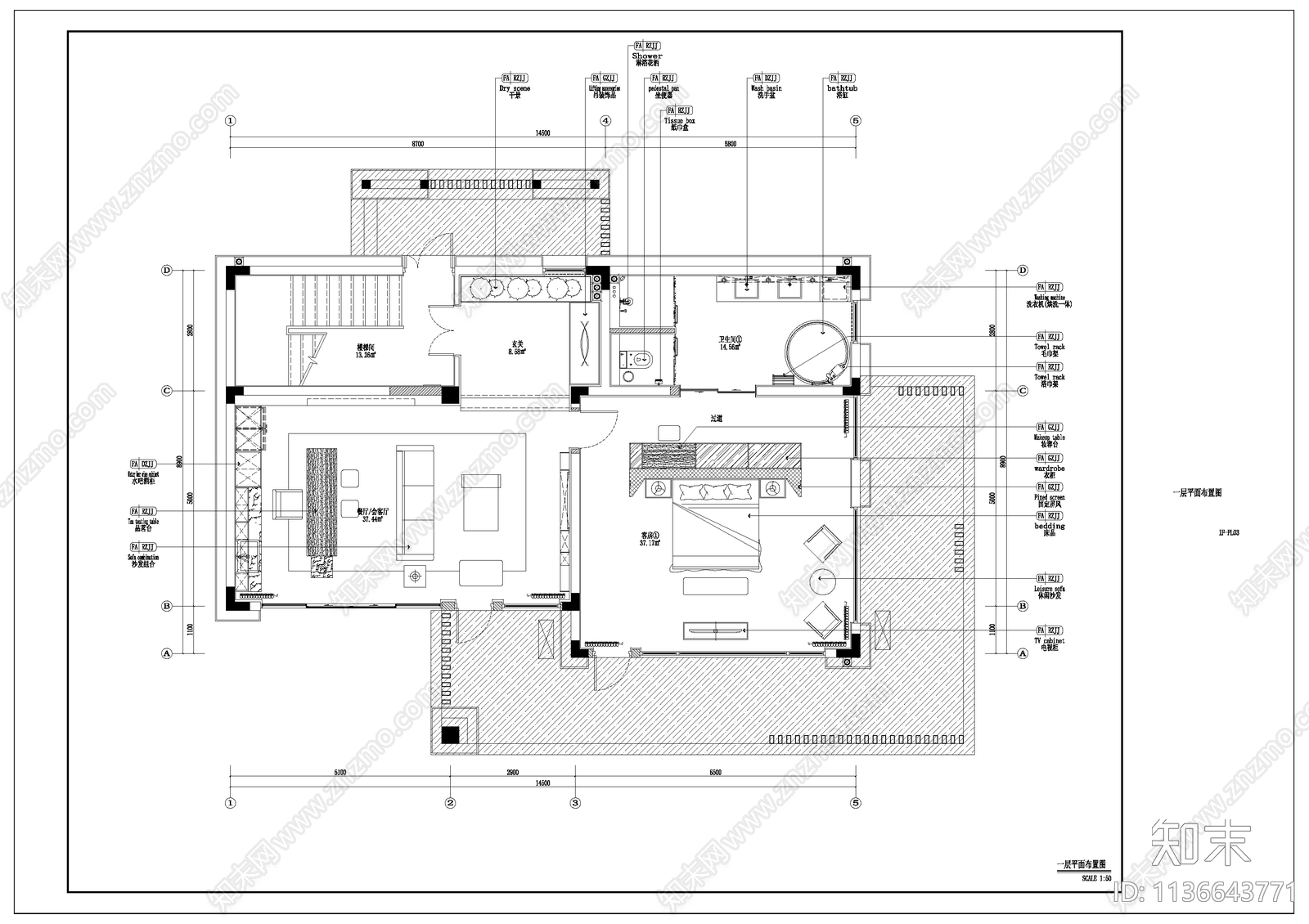 现代客房效果图cad施工图下载【ID:1136643771】