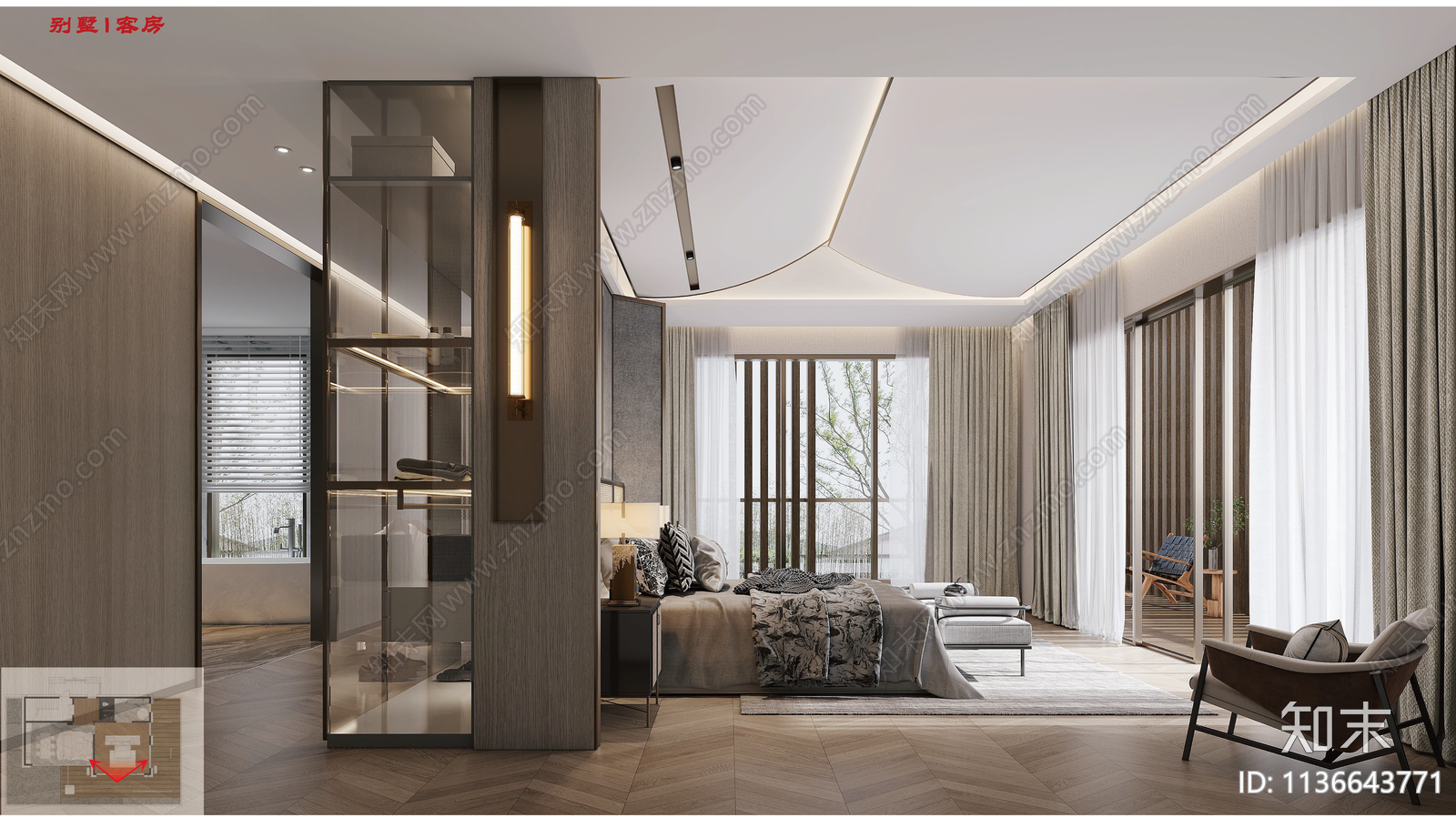 现代客房效果图cad施工图下载【ID:1136643771】