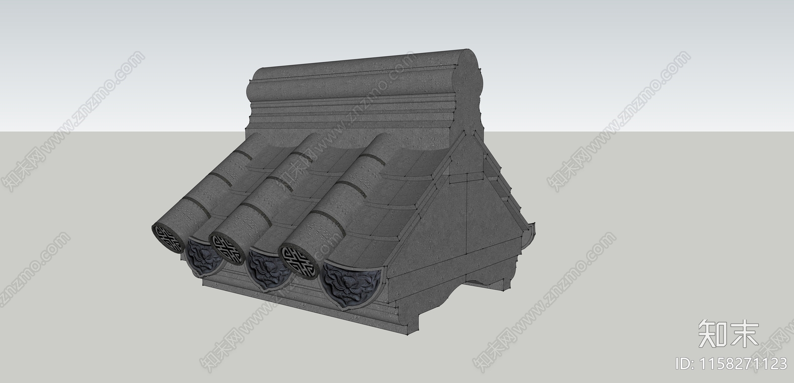 中式房檐SU模型下载【ID:1158271123】