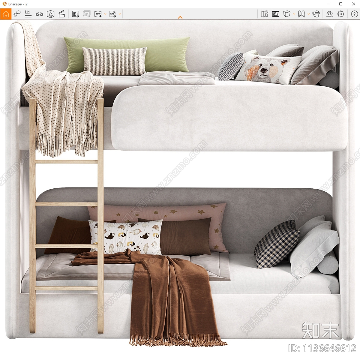 现代儿童上下双人床SU模型下载【ID:1136646612】