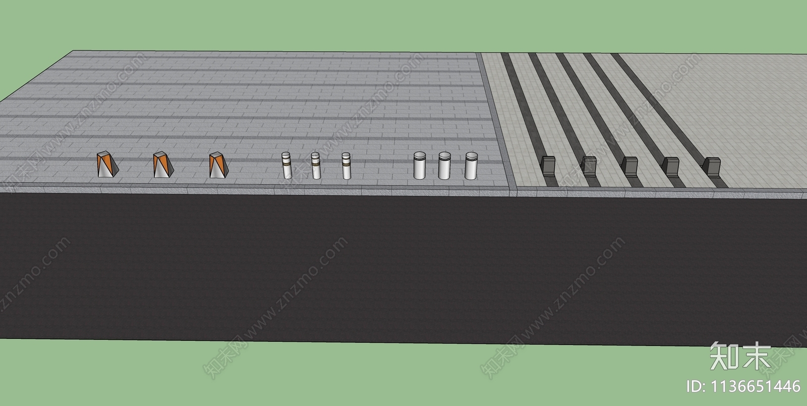 交通路障车挡SU模型下载【ID:1136651446】