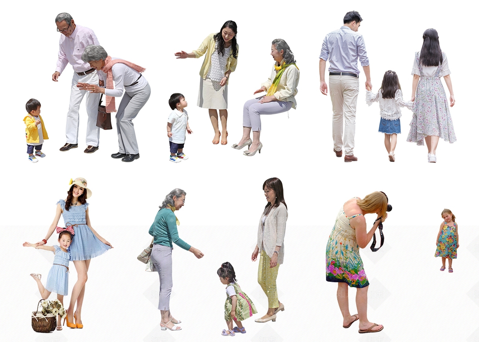 2D亚洲亲子人物组合SU模型下载【ID:1136651713】