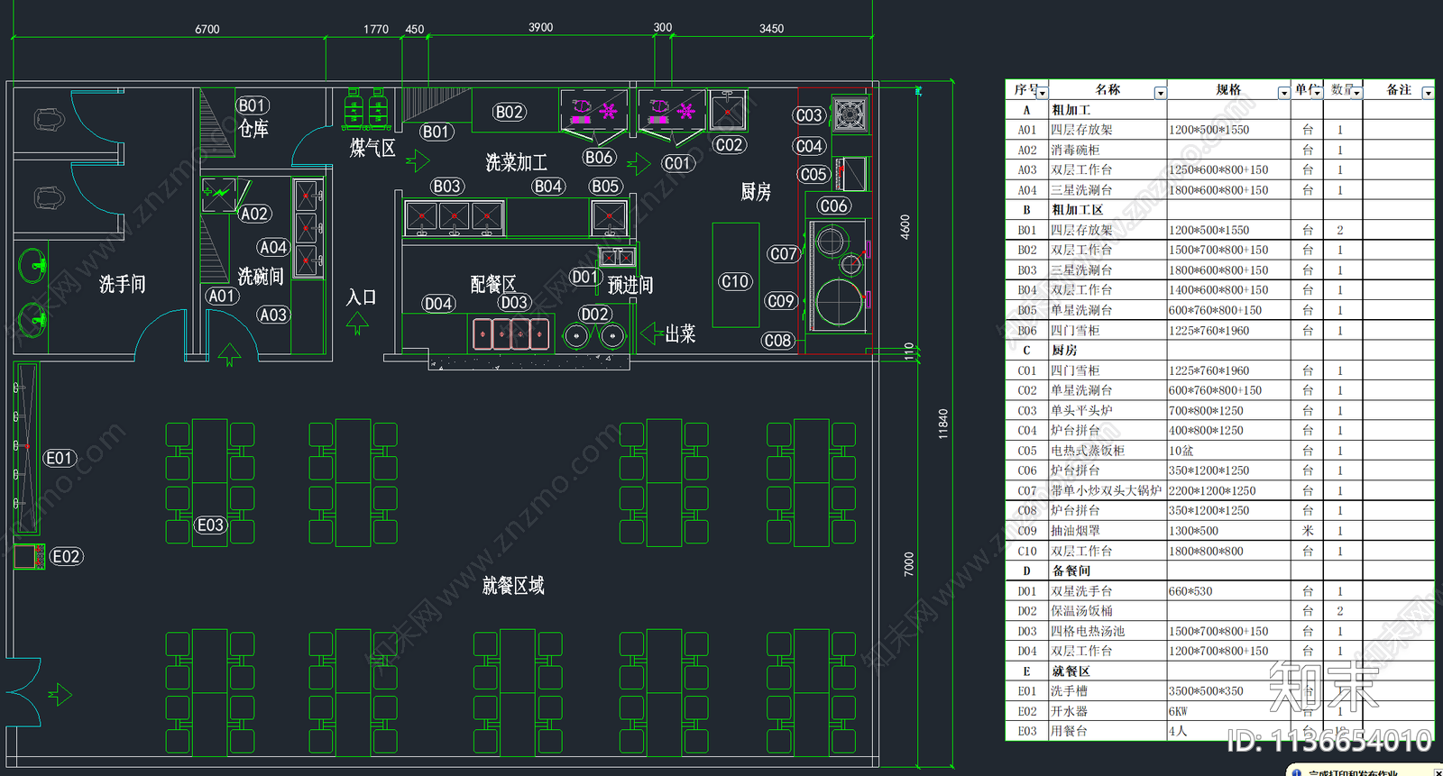 64套餐馆厨房设备施工图下载【ID:1136654010】