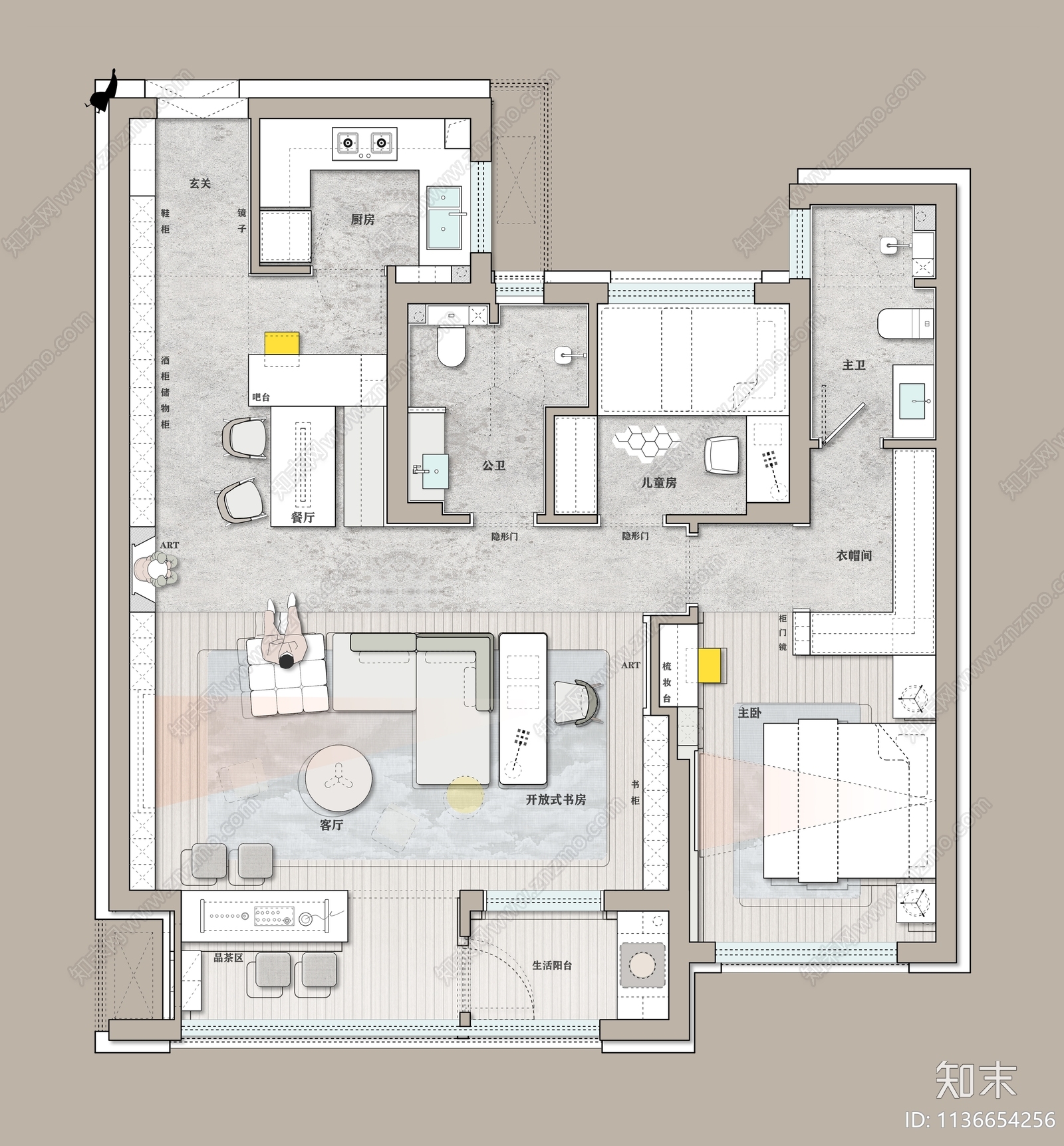 97平方家装平面图施工图下载【ID:1136654256】