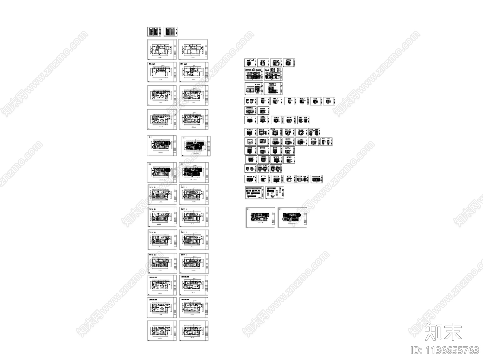 现代二层公寓cad施工图下载【ID:1136655763】