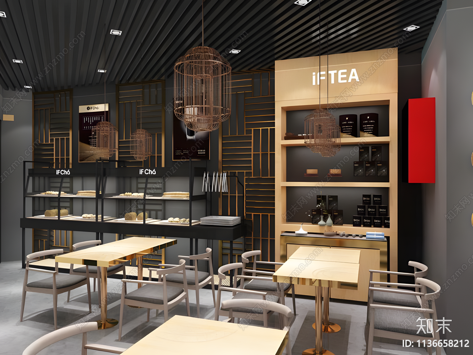 奶茶店施工图施工图下载【ID:1136658212】