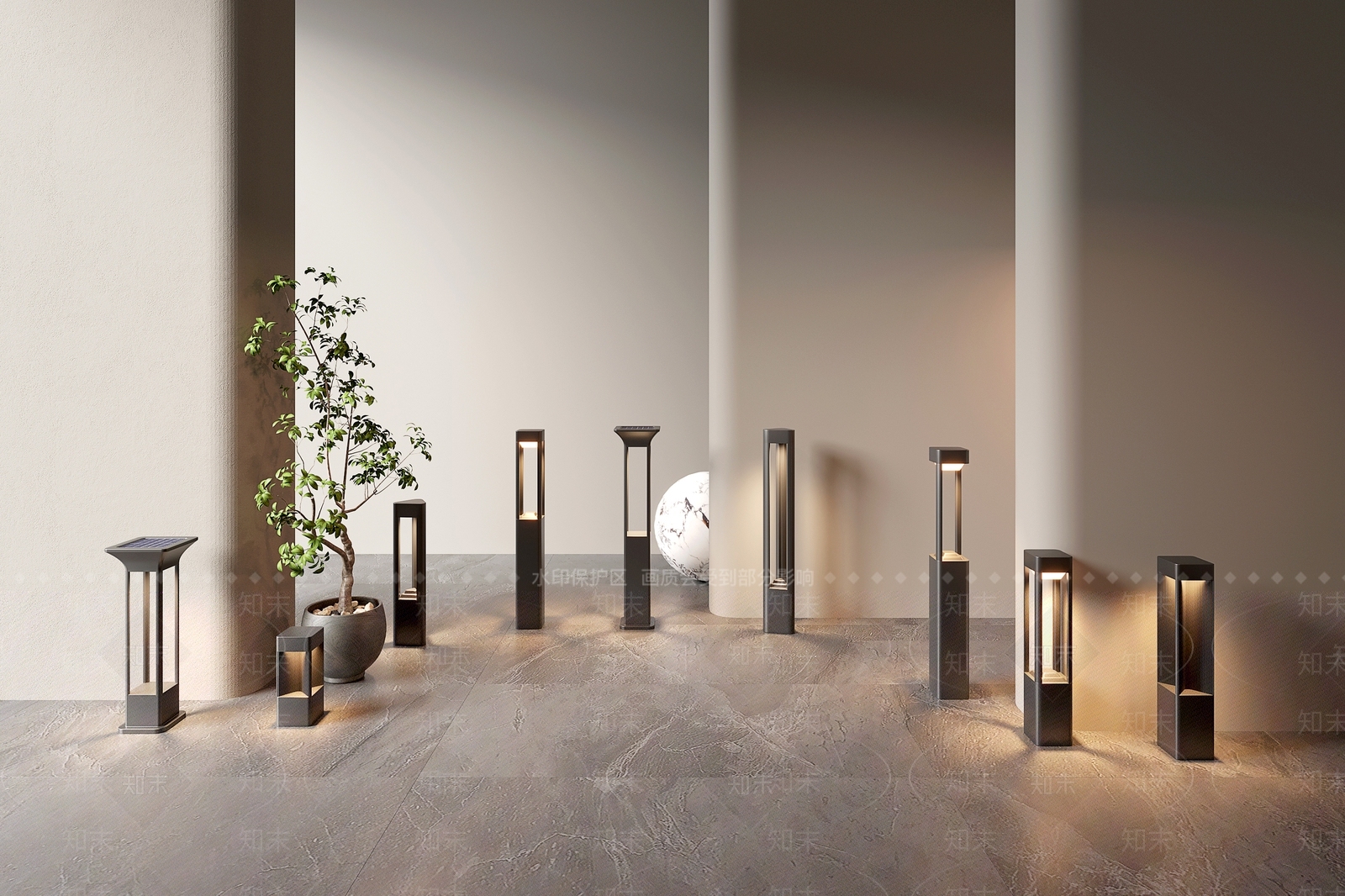 现代景观灯3D模型下载【ID:1136658671】