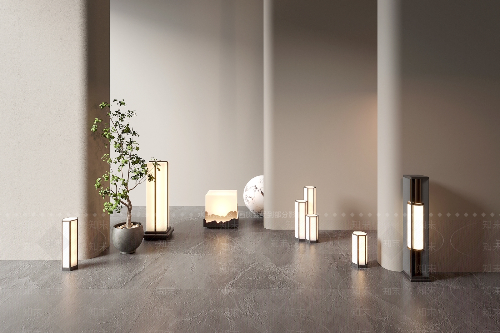 现代景观灯3D模型下载【ID:1136658643】