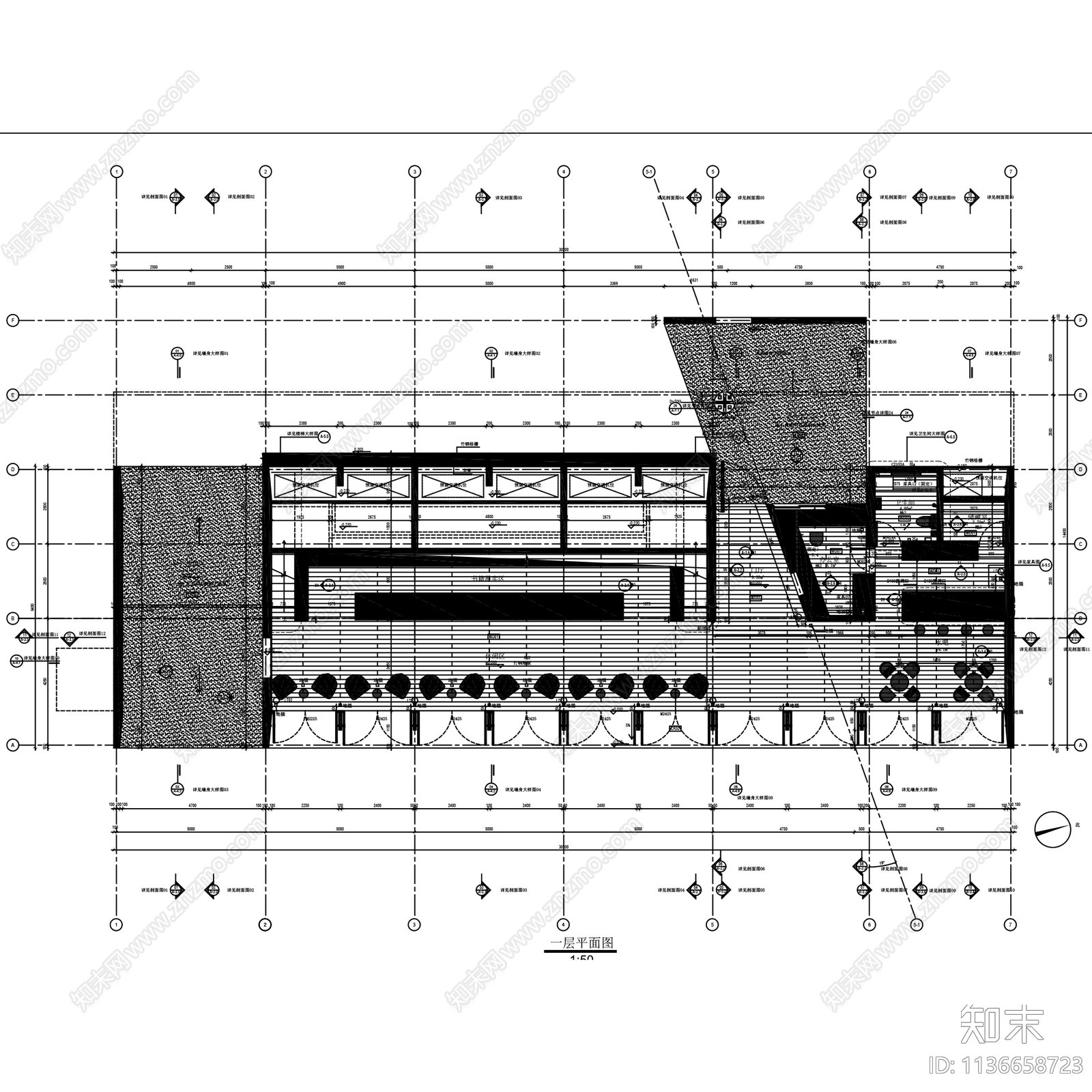 图书馆书店室内施工图下载【ID:1136658723】