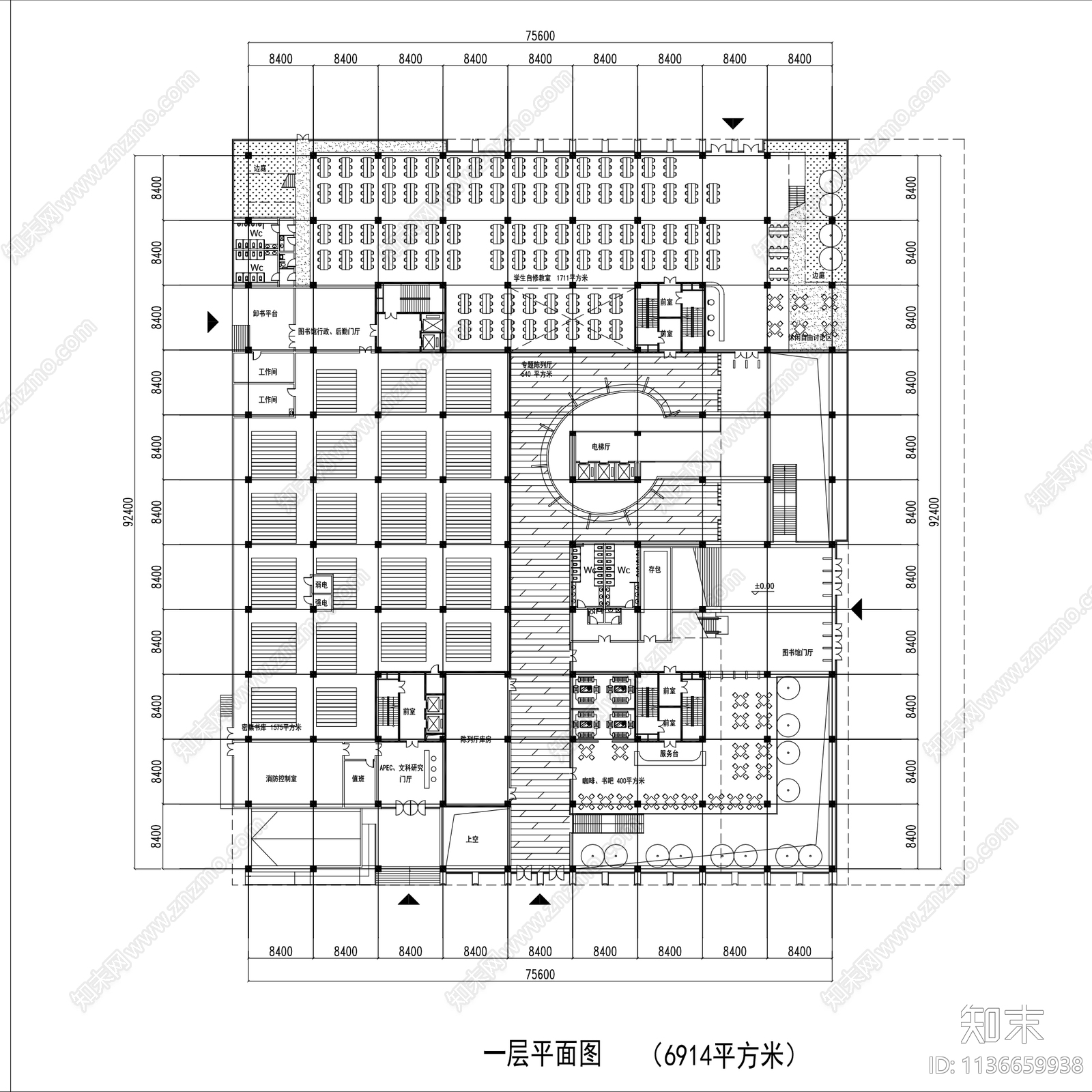 图书馆书店建筑图集30套cad施工图下载【ID:1136659938】