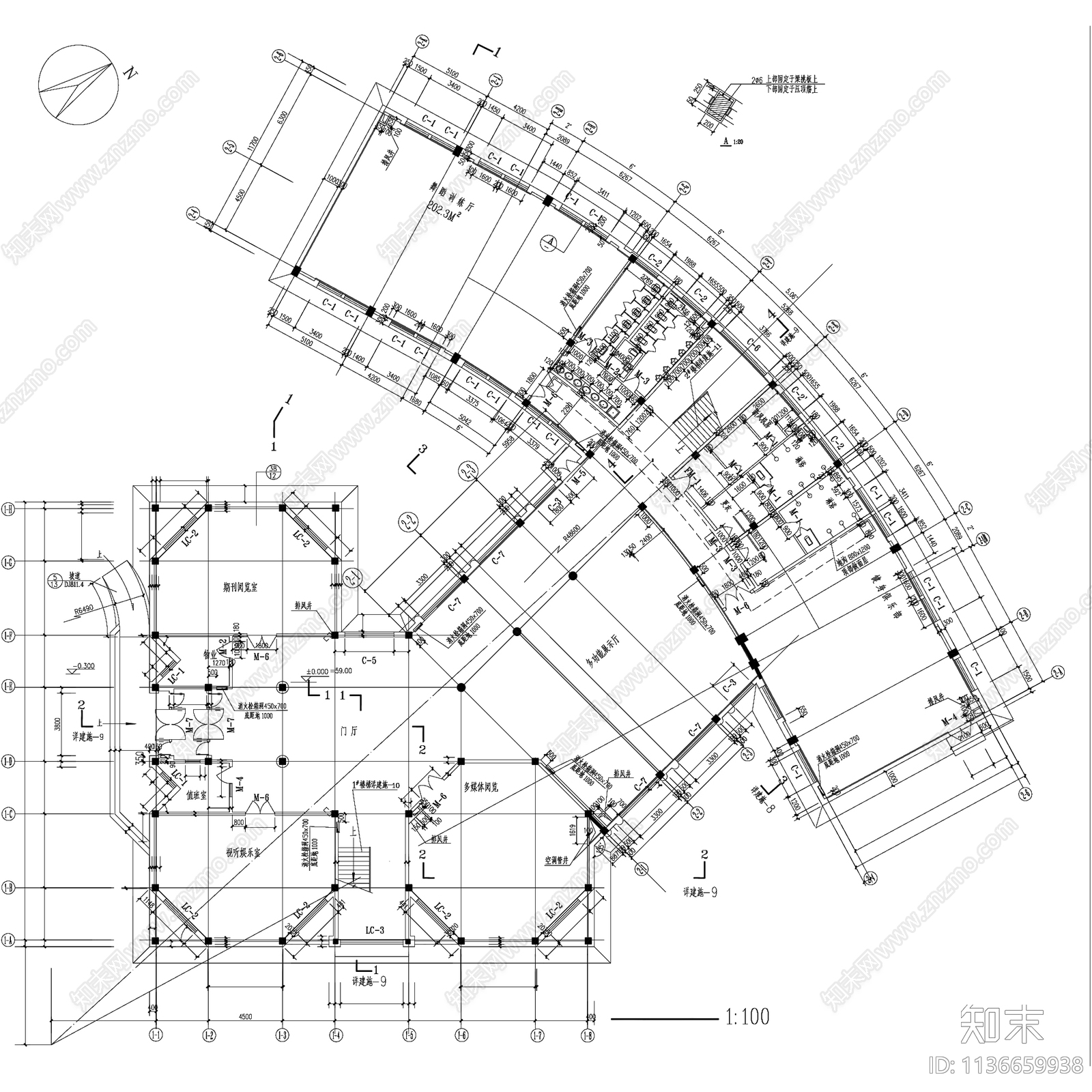 图书馆书店建筑图集30套cad施工图下载【ID:1136659938】