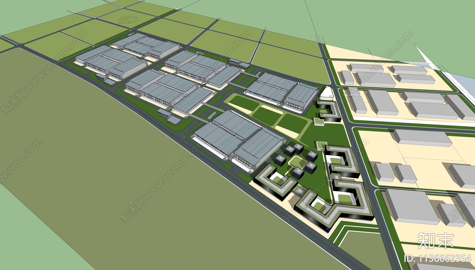 现代物流园仓库SU模型下载【ID:1136662354】