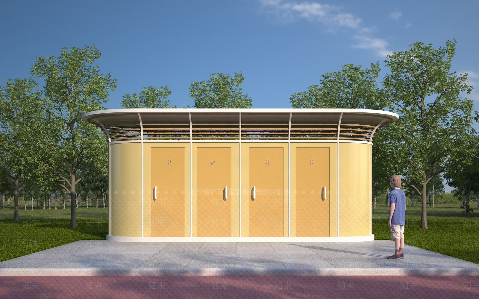 现代公园临时公共厕所3D模型下载【ID:1136663109】