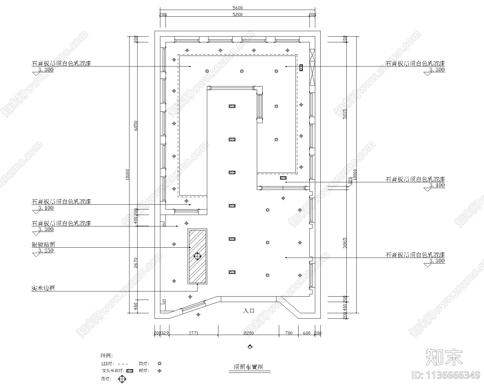 56平现代木门专卖店cad施工图下载【ID:1136666349】