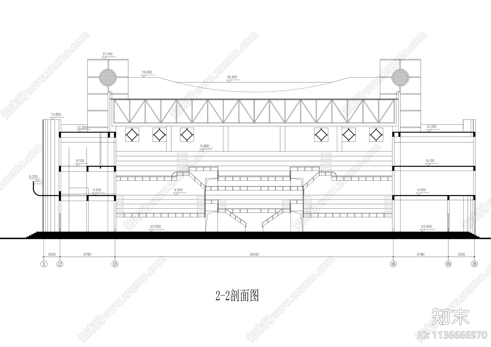 体育馆全套建筑cad施工图下载【ID:1136666970】