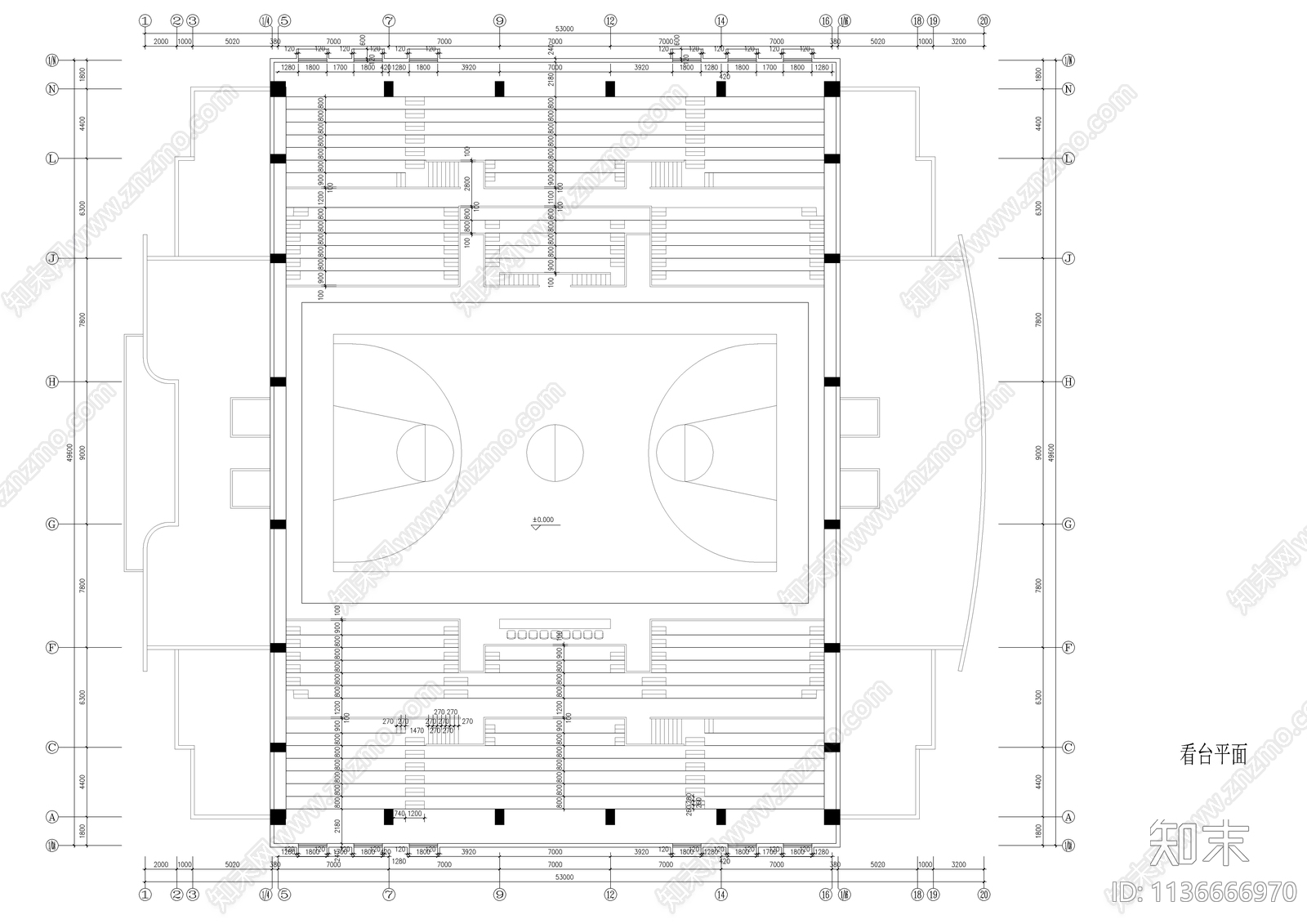 体育馆全套建筑cad施工图下载【ID:1136666970】