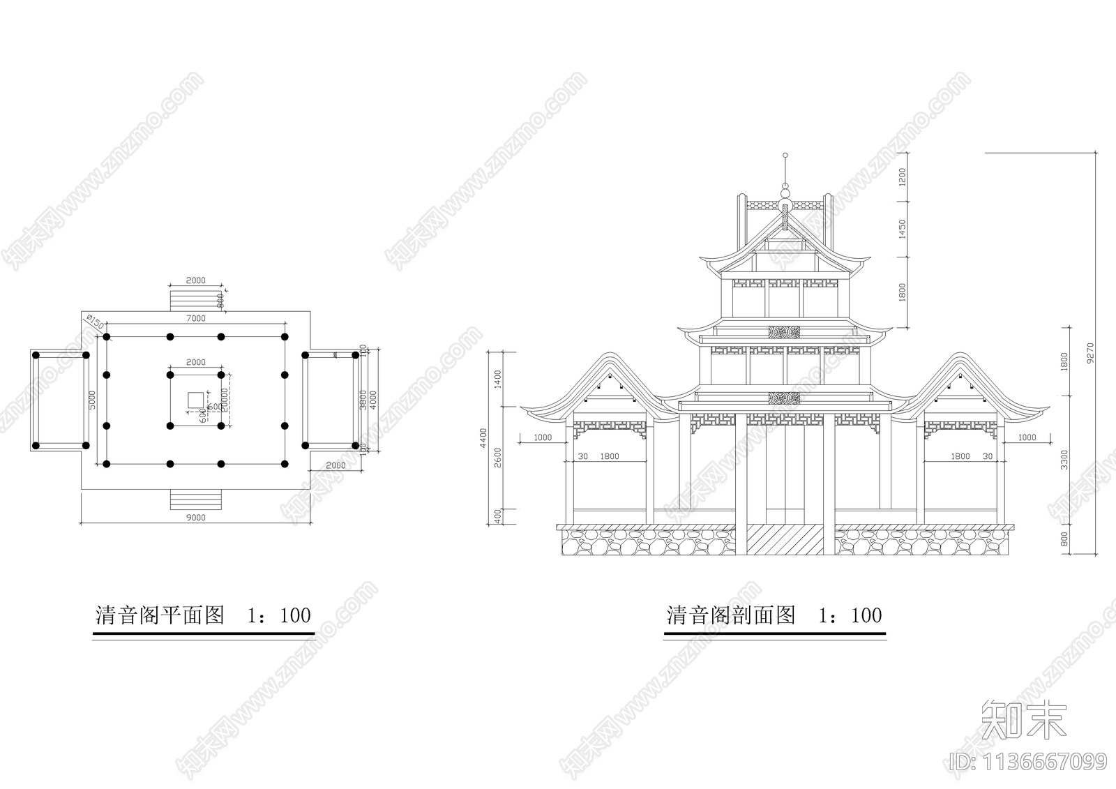多种园林古建及小品详图施工图下载【ID:1136667099】