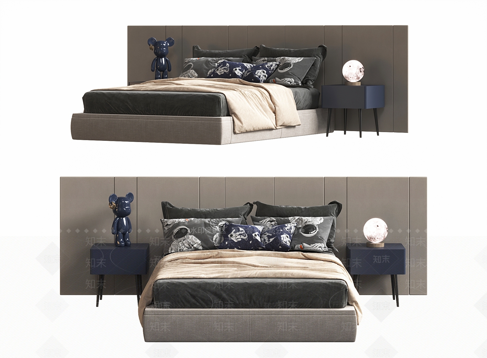 现代儿童床3D模型下载【ID:1136668924】