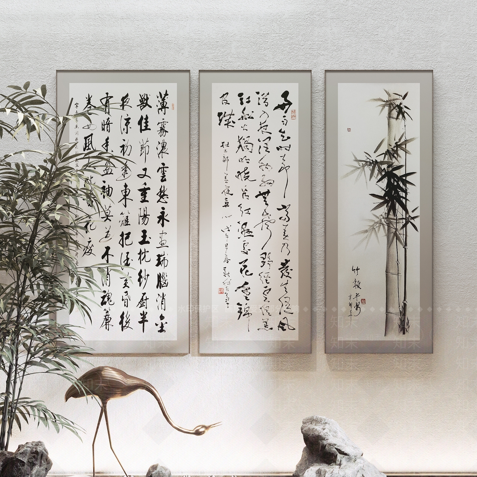 中式装饰字画3D模型下载【ID:1136668837】_知末3d模型网