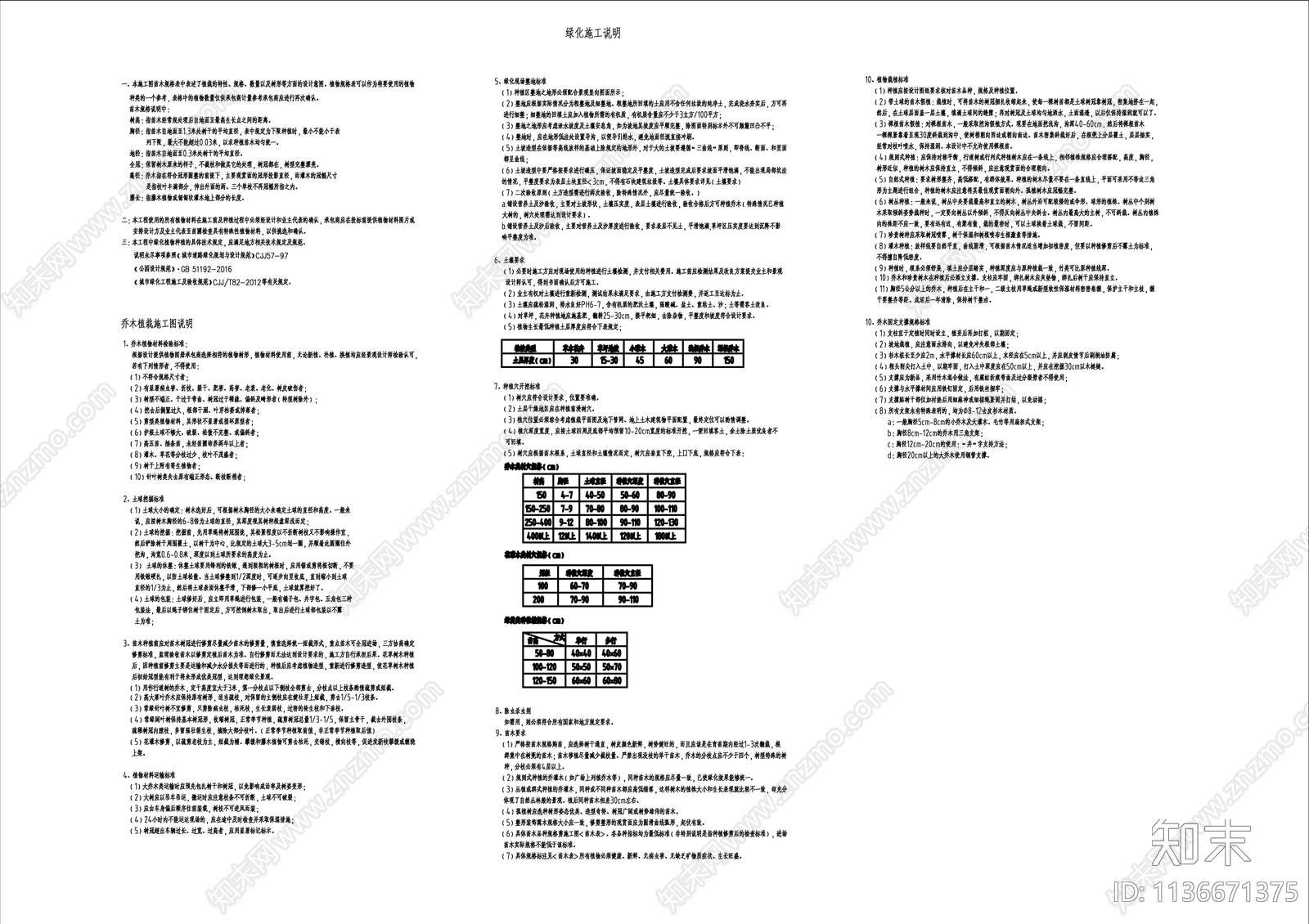 绿化设计说明cad施工图下载【ID:1136671375】