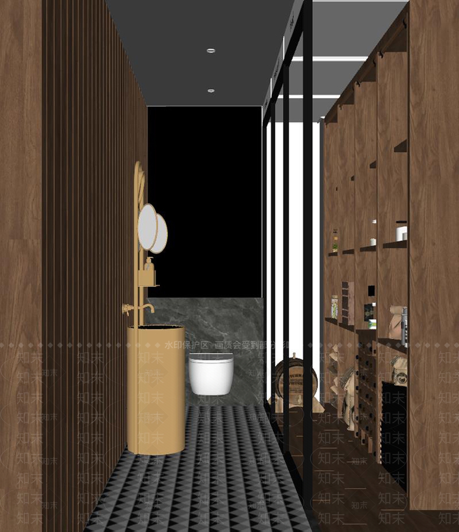 现代酒吧卫生间SU模型下载【ID:1136674643】