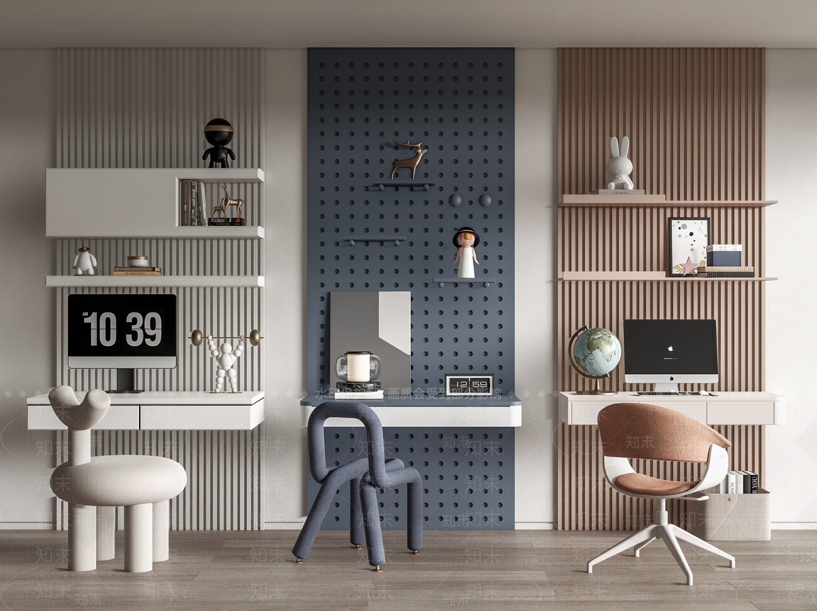 现代儿童书桌椅3D模型下载【ID:1136675374】