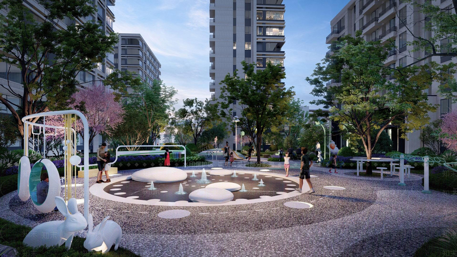 现代小区景观SU模型下载【ID:1136675881】