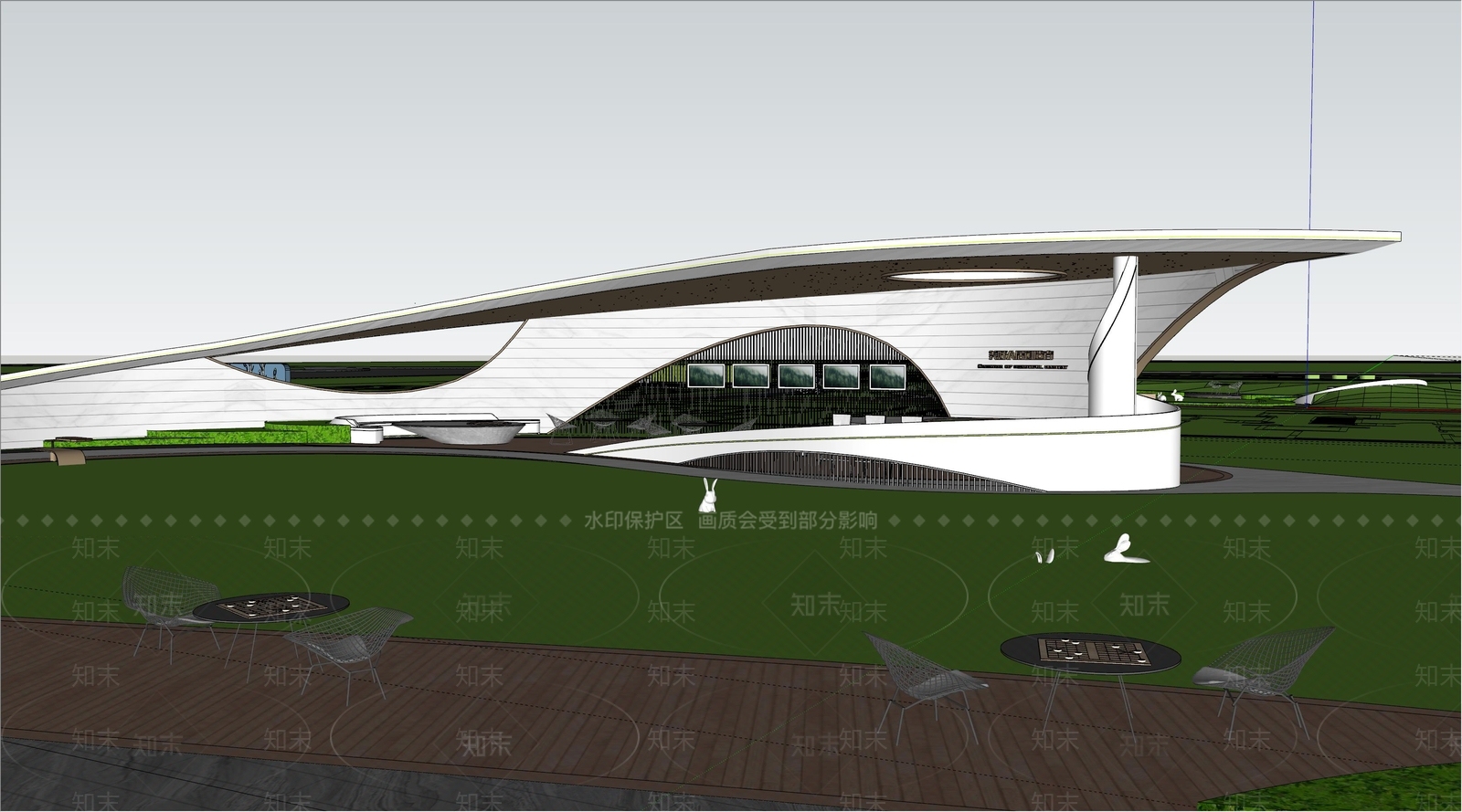 现代曲线廊架SU模型下载【ID:1136675813】