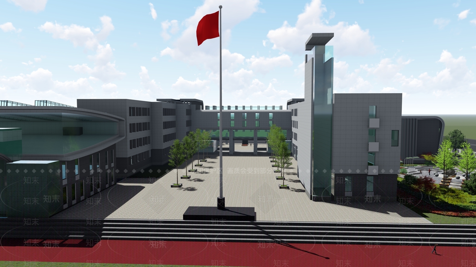 现代校园景观SU模型下载【ID:1136676132】