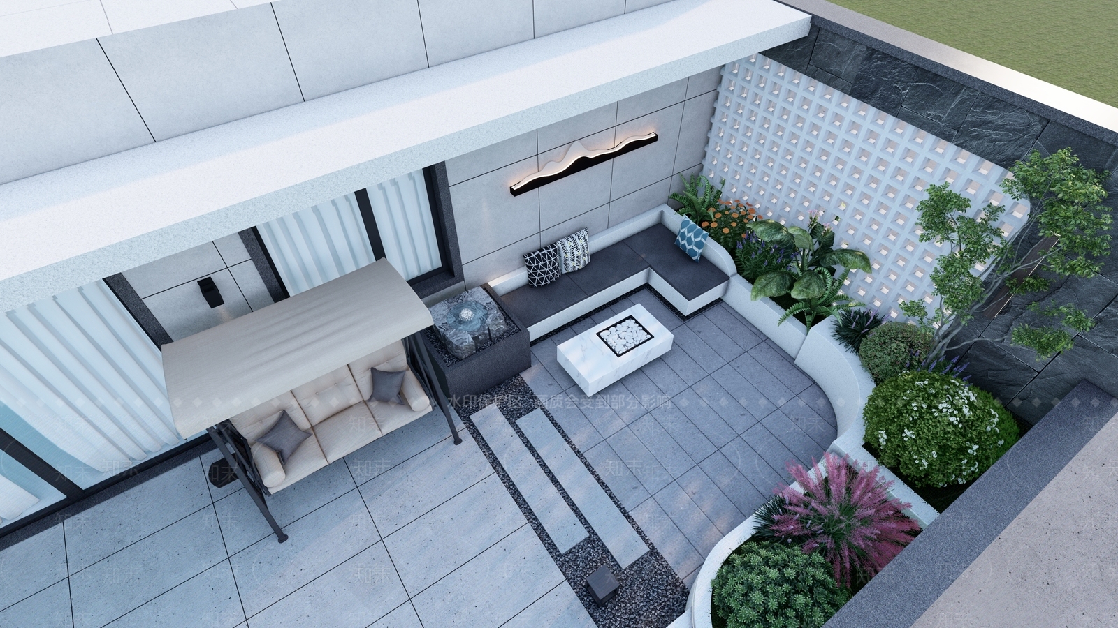 现代屋顶花园SU模型下载【ID:1136682923】