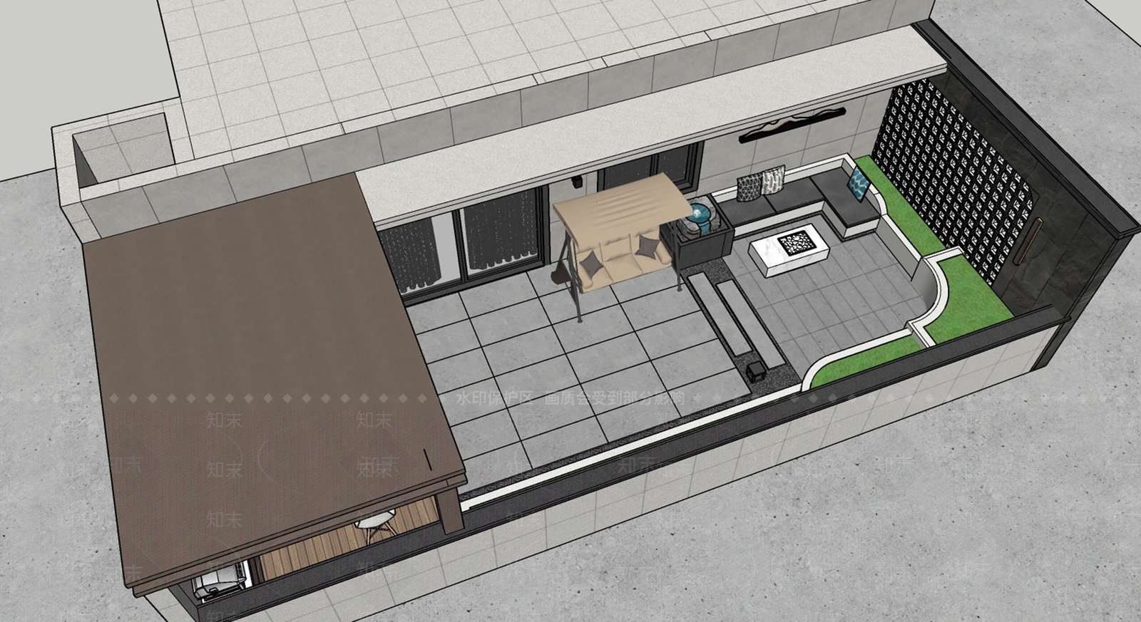 现代屋顶花园SU模型下载【ID:1136682923】
