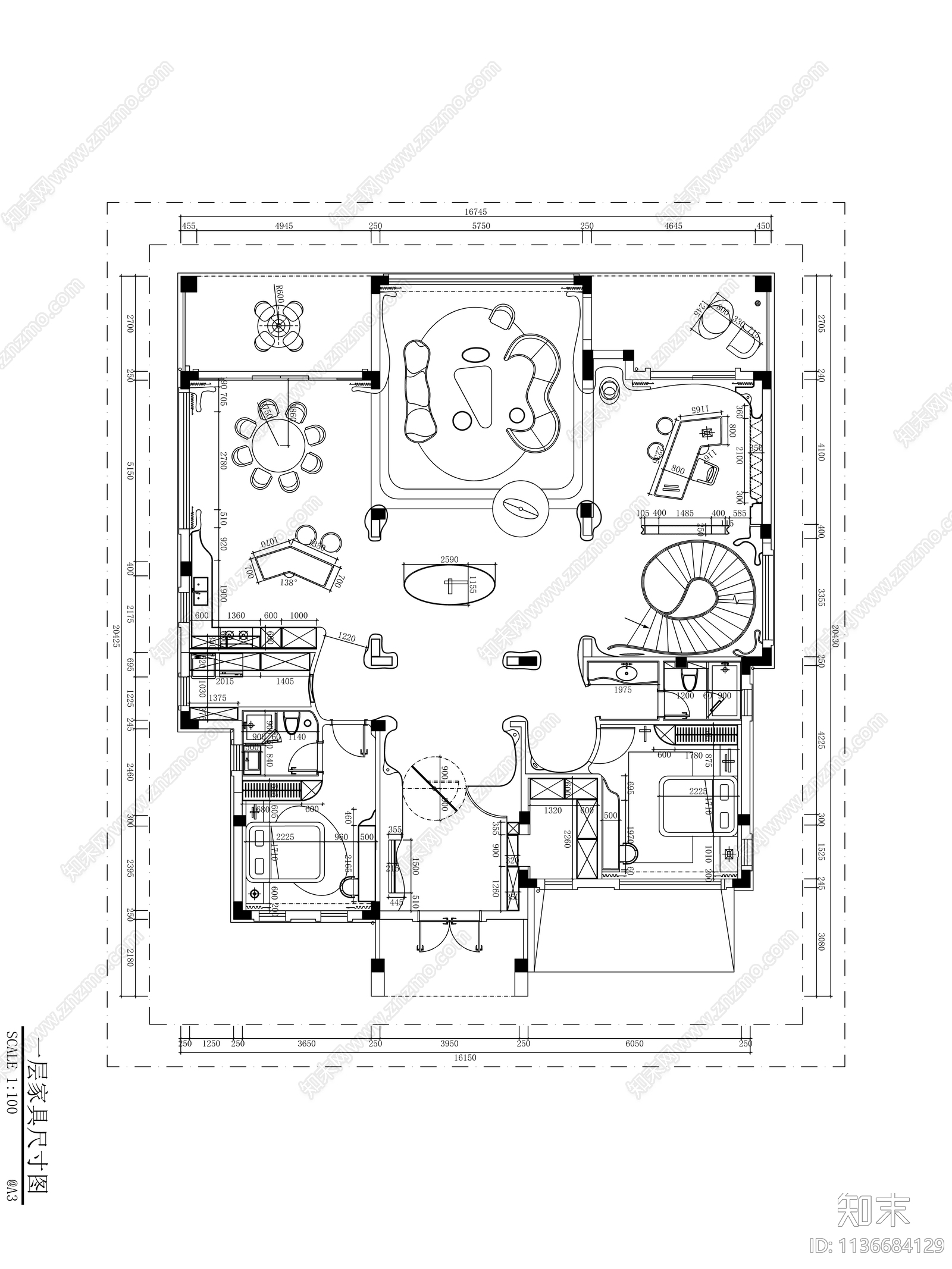 别墅cad施工图下载【ID:1136684129】