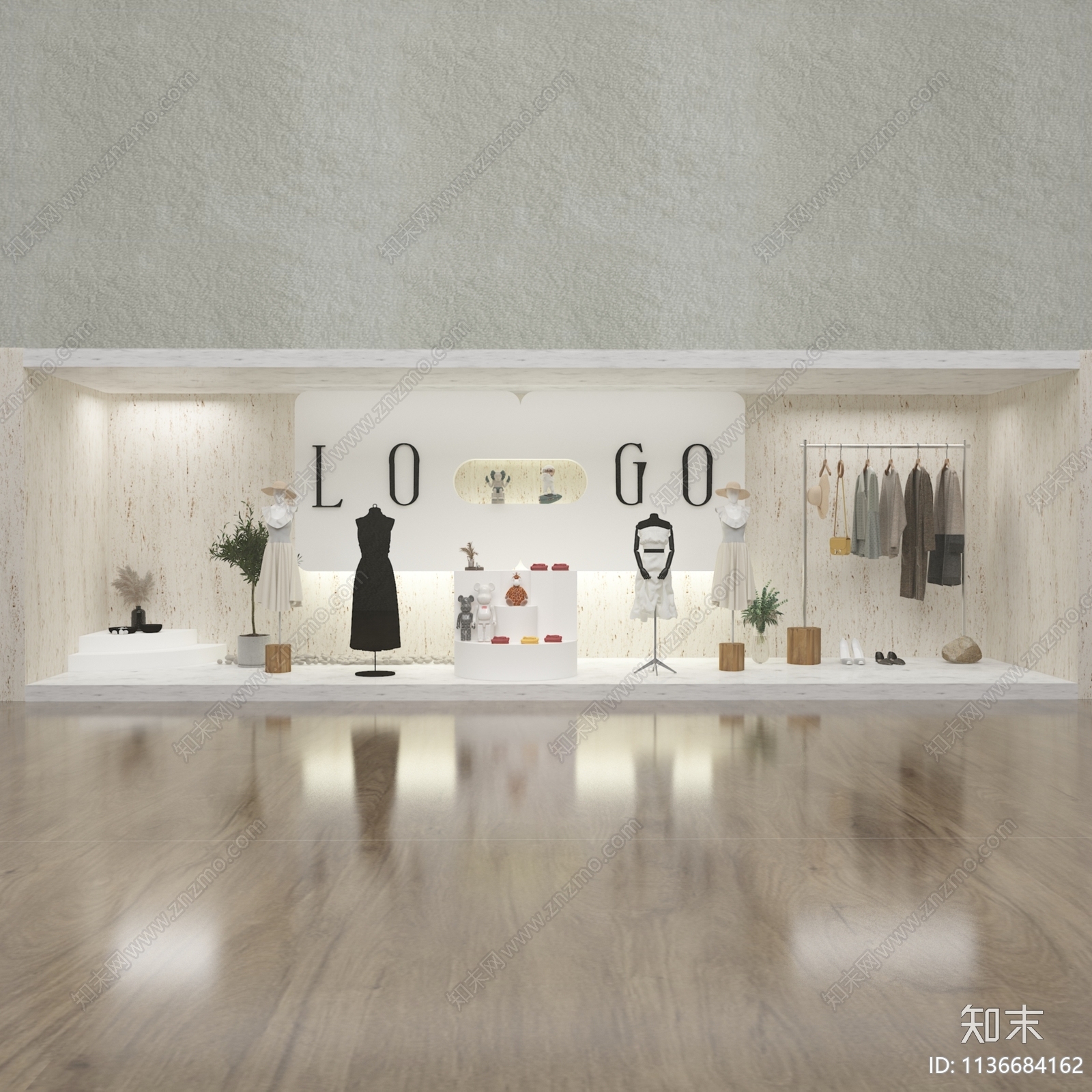 现代服装店橱窗3D模型下载【ID:1136684162】