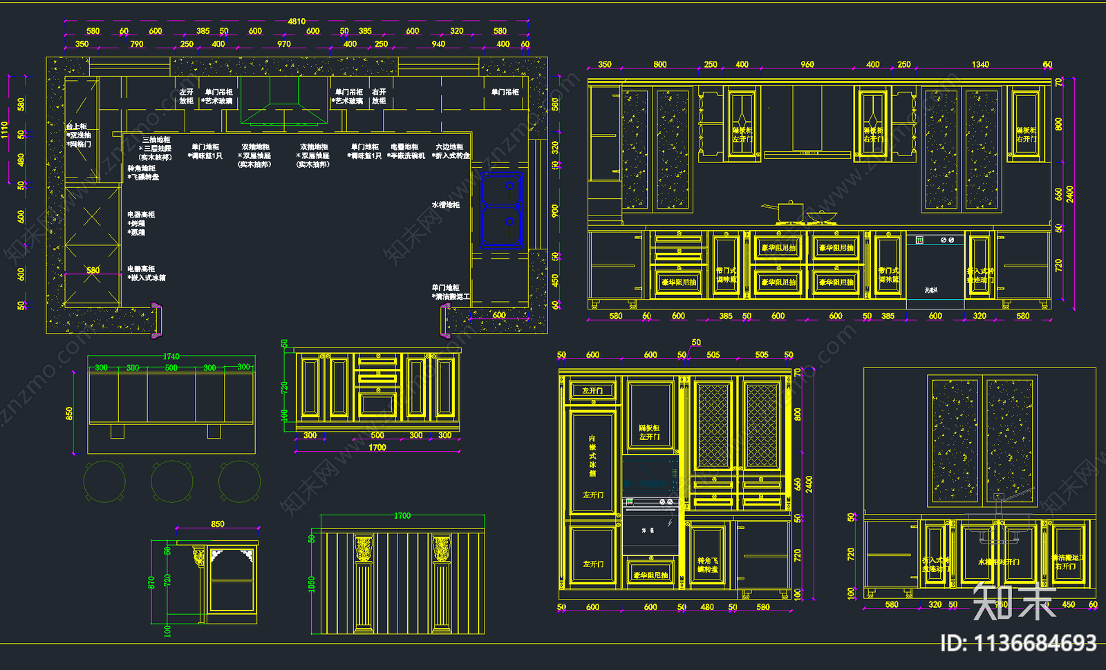 最新整体橱柜cad施工图下载【ID:1136684693】