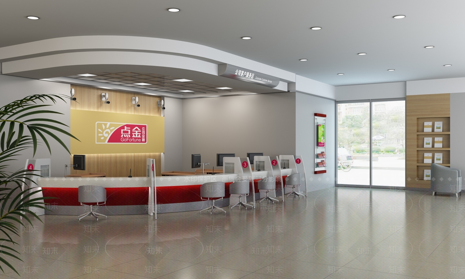 现代银行柜台3D模型下载【ID:1136685187】