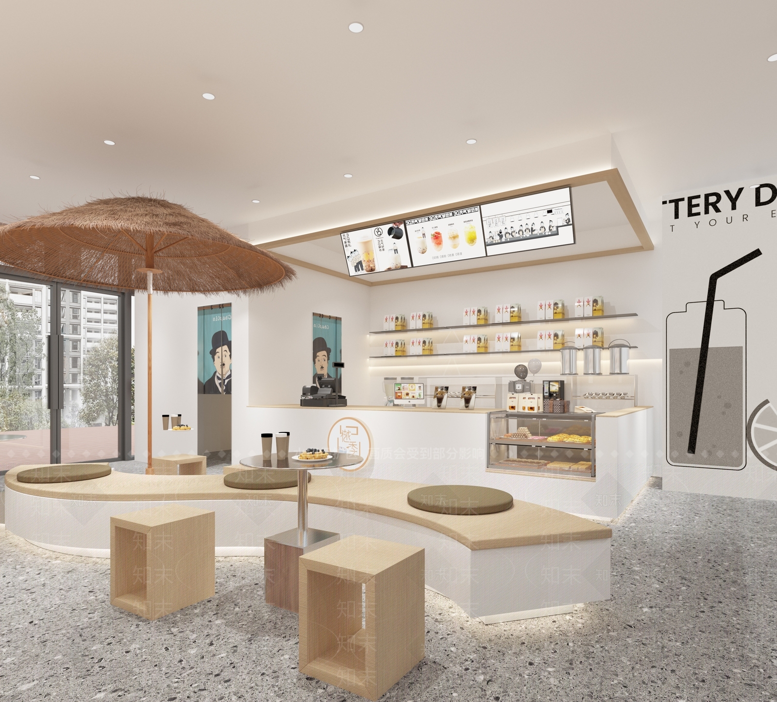 现代奶茶店3D模型下载【ID:1136685626】