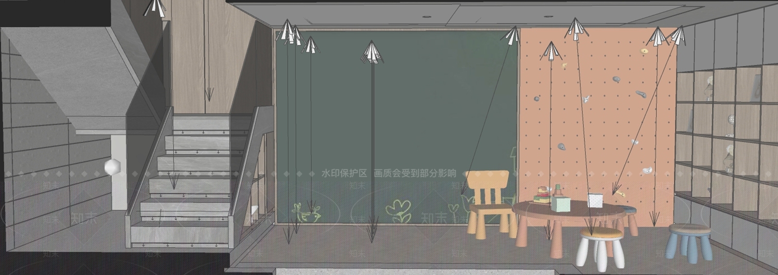 现代楼梯间SU模型下载【ID:1136685460】