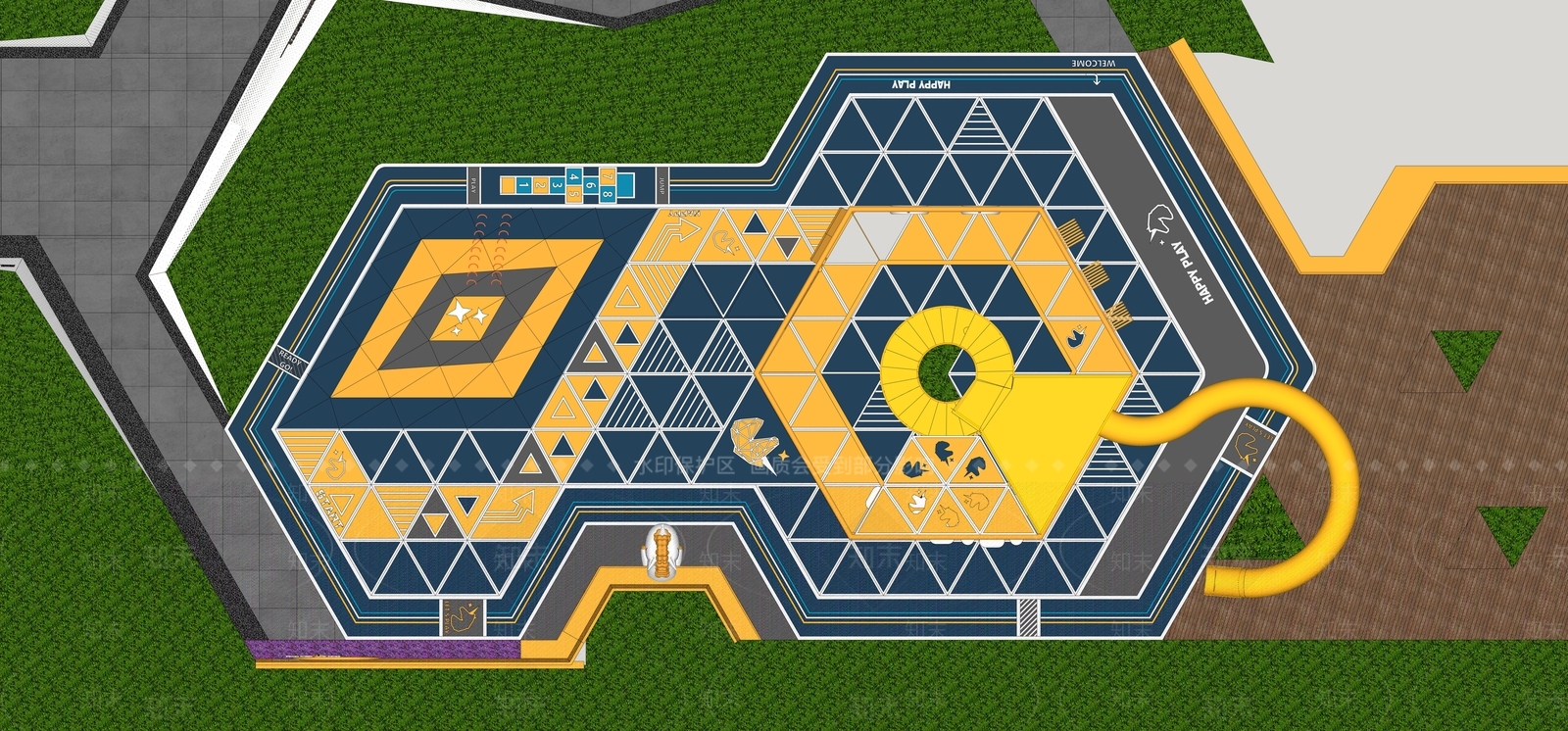 儿童活动场地器材组合SU模型下载【ID:1136687709】