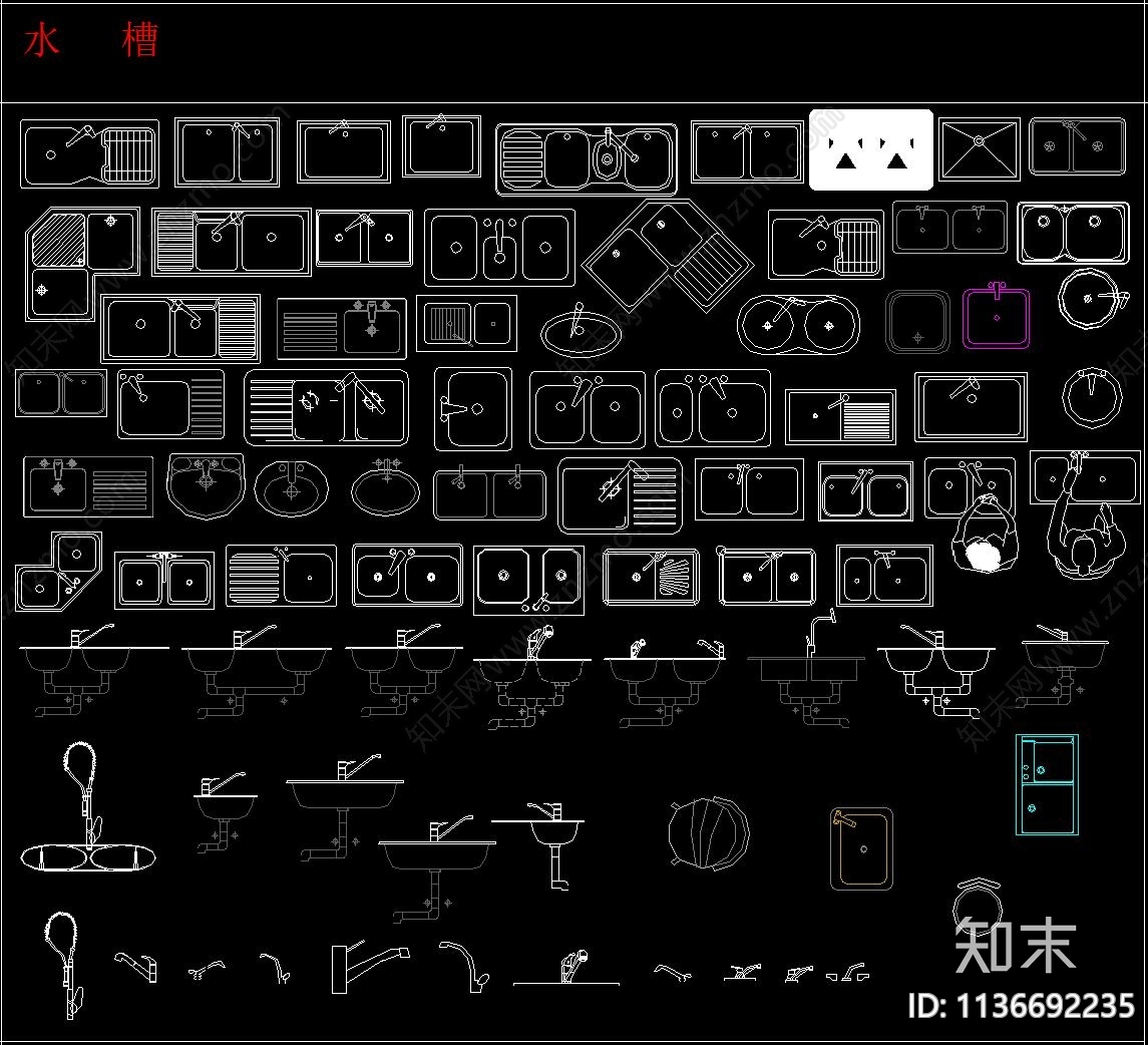 橱柜及配件cad施工图下载【ID:1136692235】