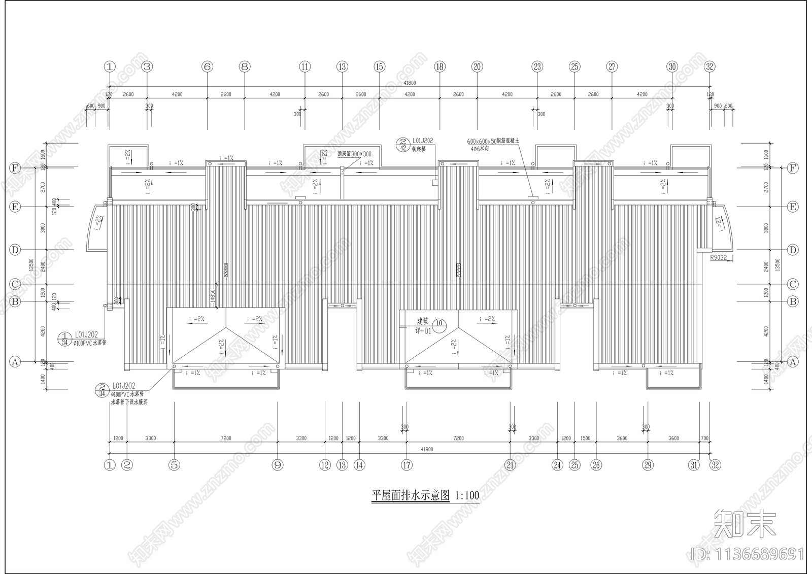 六层坡屋顶住宅楼建筑cad施工图下载【ID:1136689691】