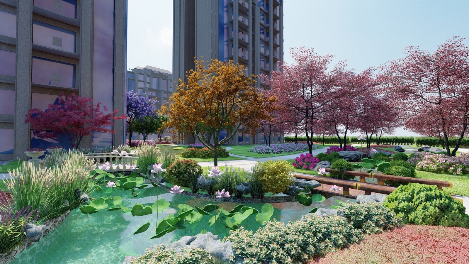 现代小区景观SU模型下载【ID:1136690882】