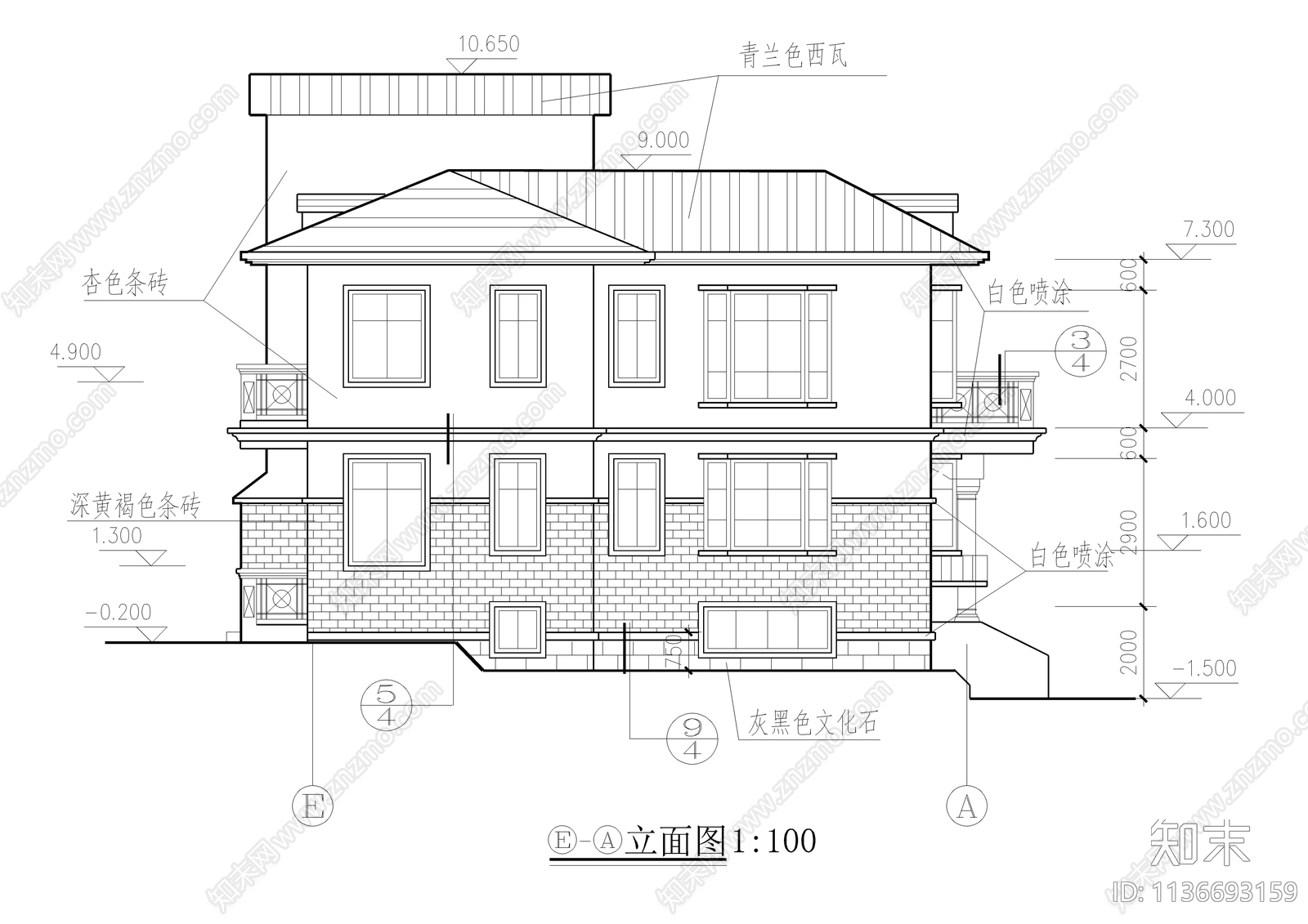 二层精美别墅建筑cad施工图下载【ID:1136693159】