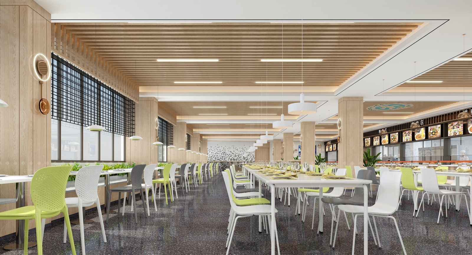 现代学校食堂3D模型下载【ID:1136735138】