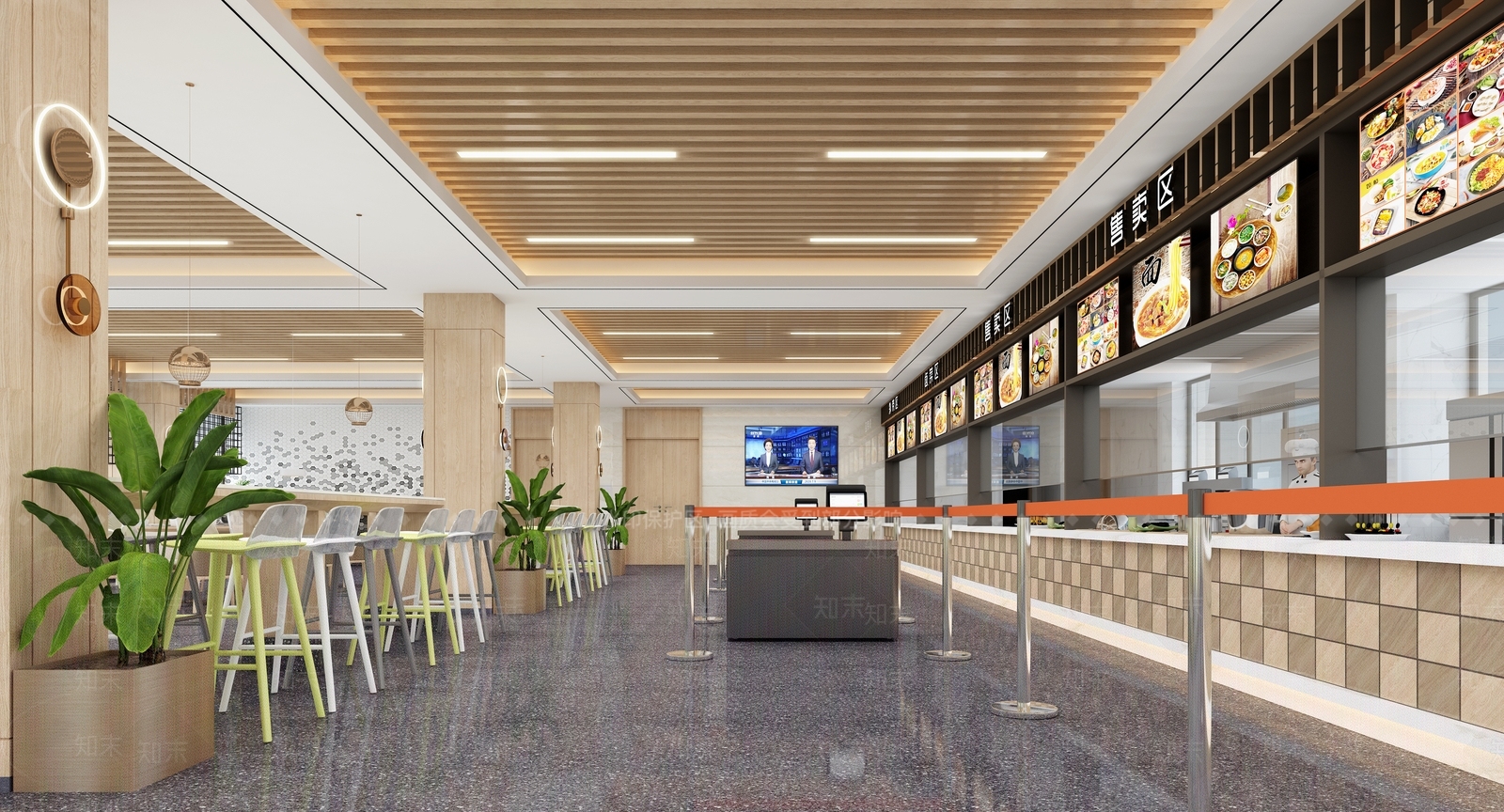现代学校食堂3D模型下载【ID:1136735138】