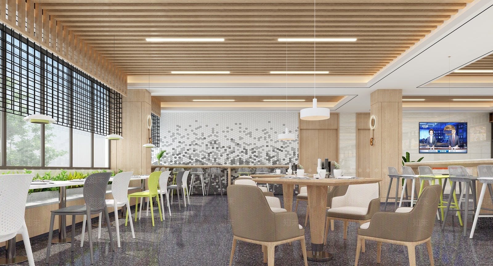 现代学校食堂3D模型下载【ID:1136735138】