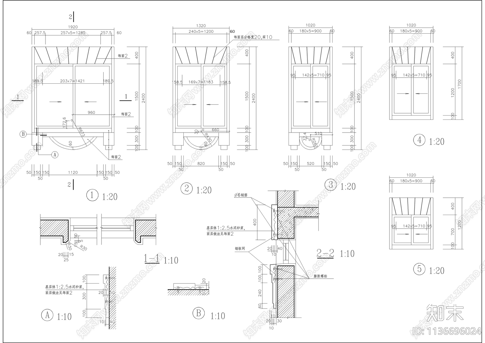 三层欧式别墅建筑cad施工图下载【ID:1136696024】