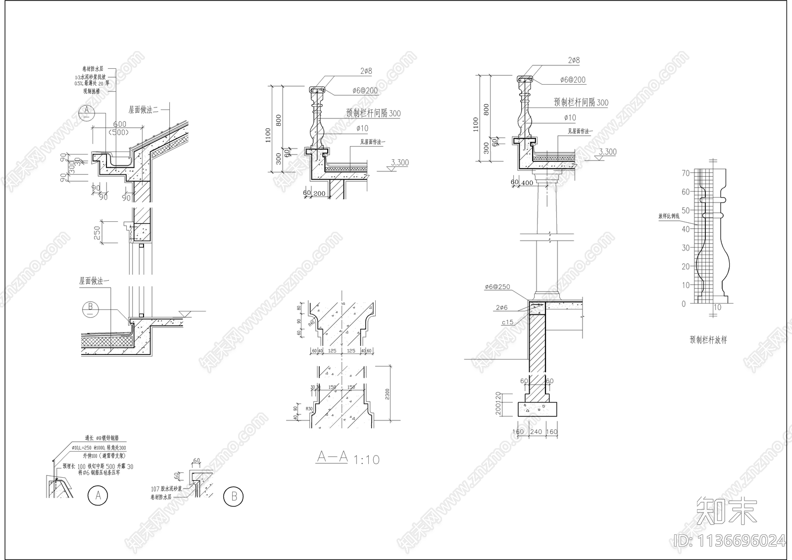 三层欧式别墅建筑cad施工图下载【ID:1136696024】