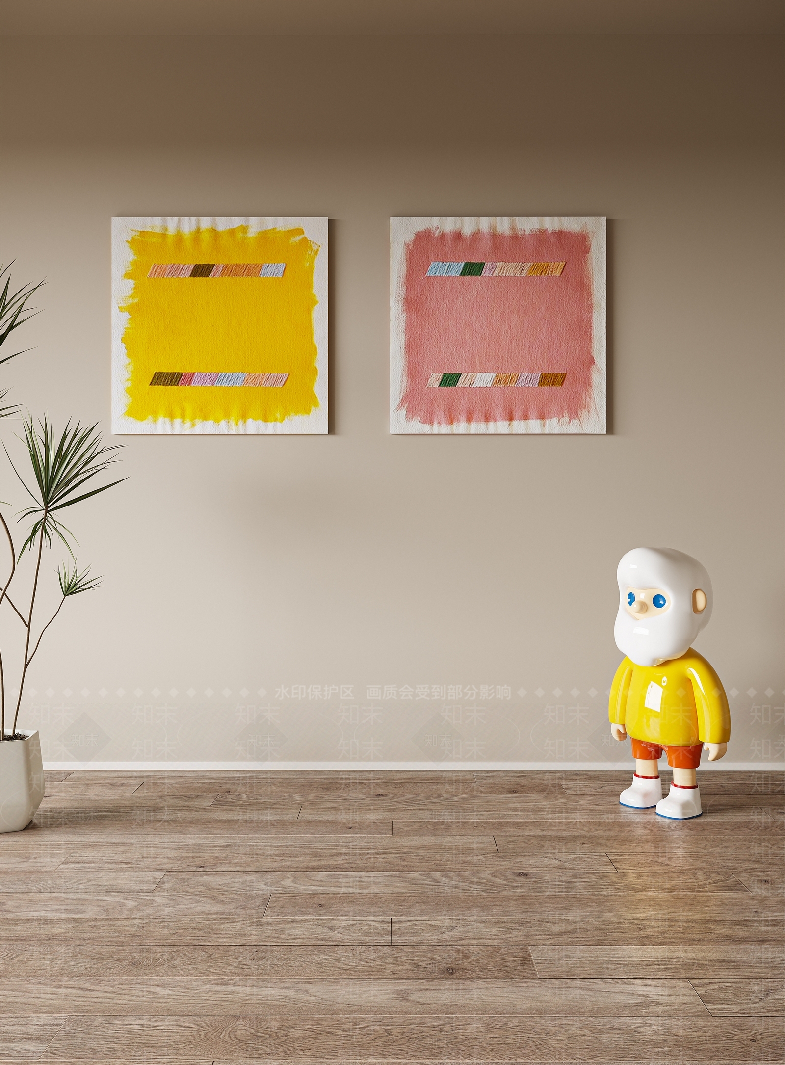 北欧色彩装饰画3D模型下载【ID:1136696600】