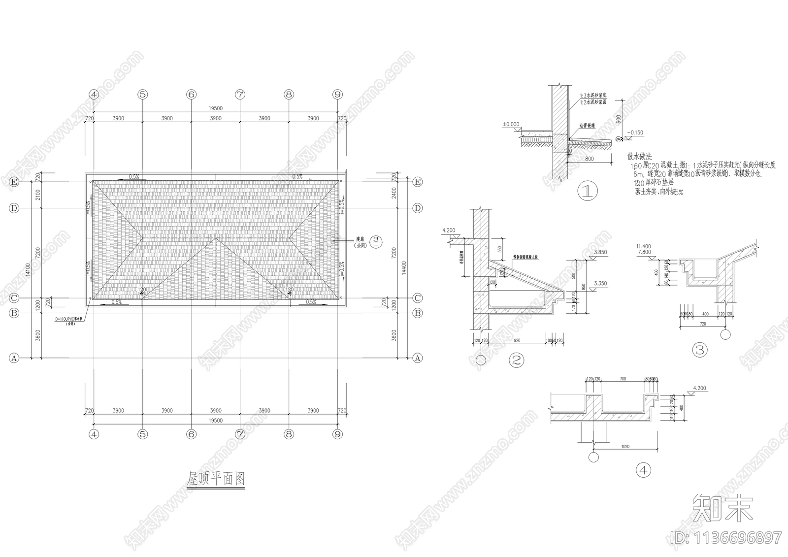 三层独栋办公楼建筑cad施工图下载【ID:1136696897】